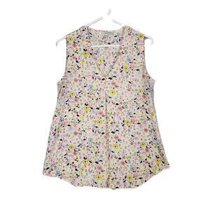 Cottagecore Lex & Madison Floral Sleeveless Tunic Top Womens Large Flowy Spring